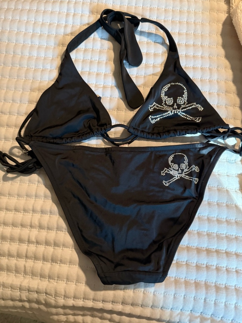 Victoria's Secret Black Bikini Set with Rhinestone Skull